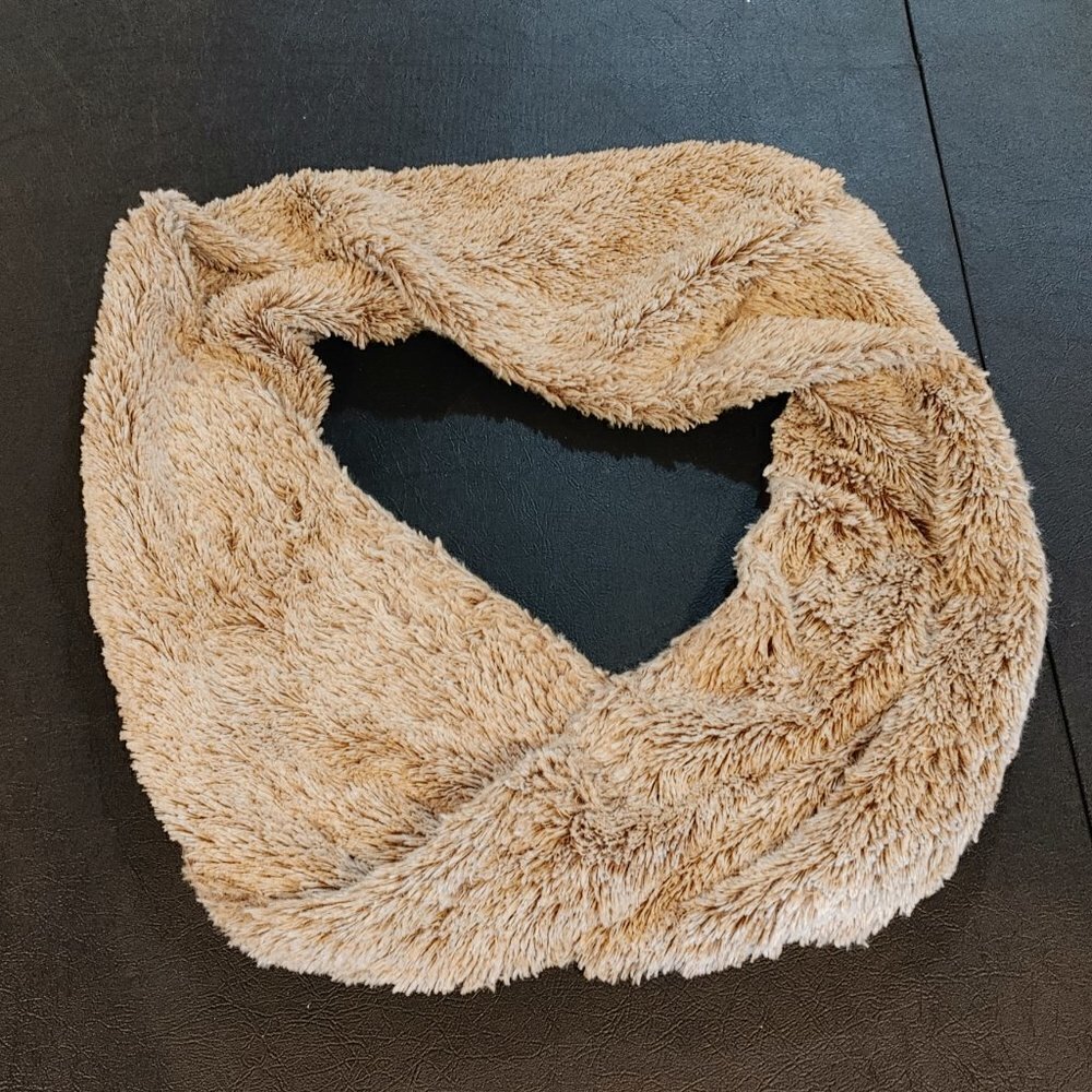 Beige Fluffy Infinity Loop Winter Scarf